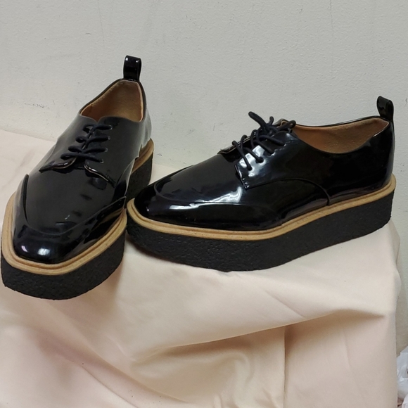 Zara Black Patent Oxford Shoes
